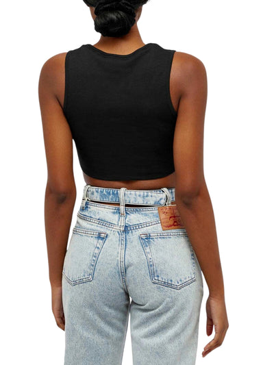Gcds Crew Crop Top Weird Don't Care Black