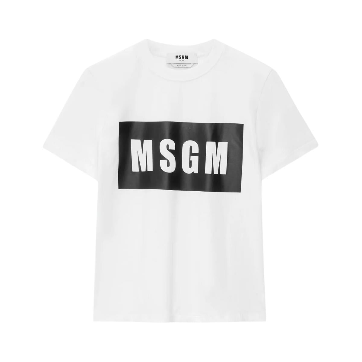 Msgm T-Shirt Block Logo Cream-Black