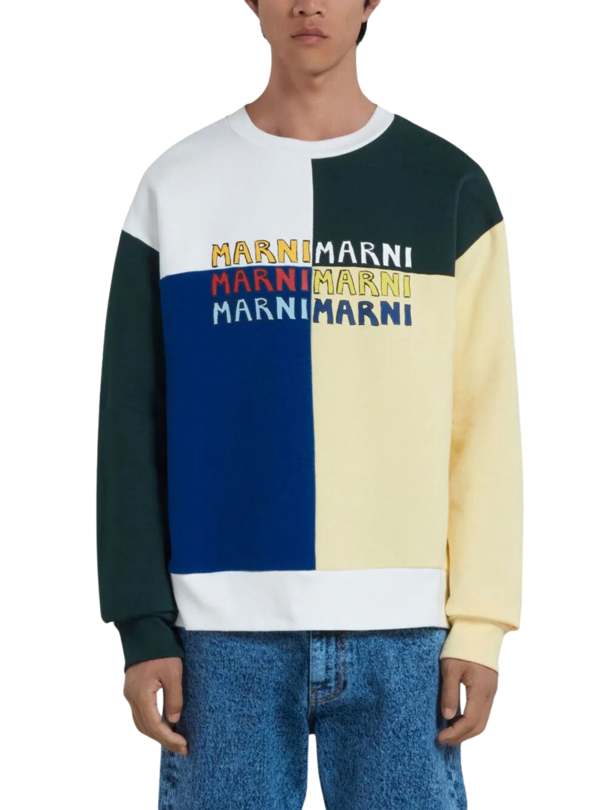 Marni Sweater Colour Block Logo Multi Colour