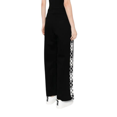 Karl Lagerfeld Track Pants Side Stripe Monogram Print Black