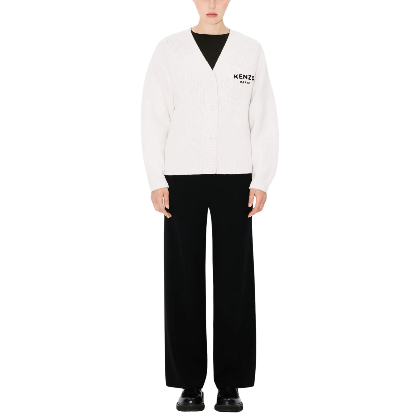 Kenzo Cardigan Boke Flower Logo White