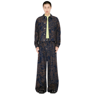 Kenzo Jacket Allover Print Denim Blue-Brown