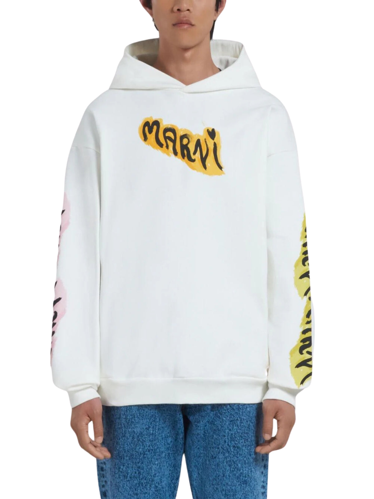 Marni Hoodie Graffiti Logo White