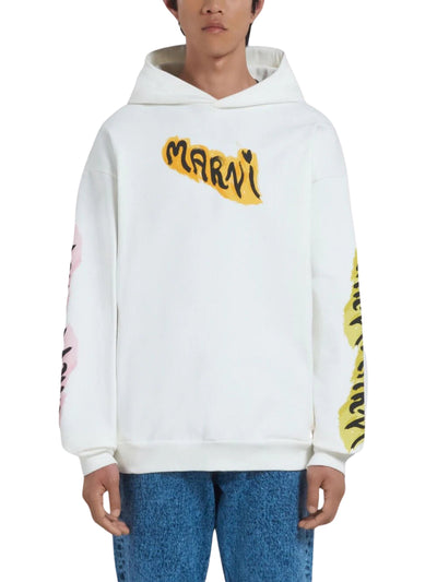 Marni Hoodie Graffiti Logo White