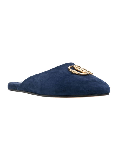 Bally Slide Suede Logo Gold-Blue