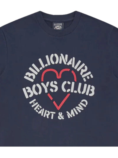 Billionaire Boys Club T-Shirt Heart & Mind Stencil Logo Navy