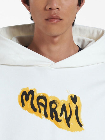 Marni Hoodie Graffiti Logo White