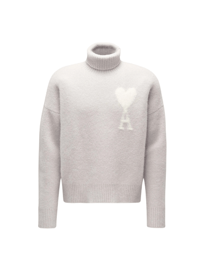 Ami Sweater Turtleneck Logo Grey