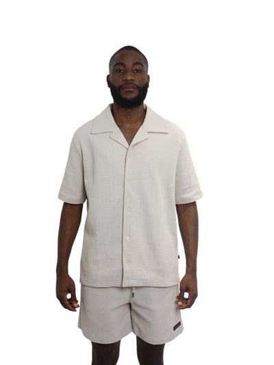 Capone Shirt Textured Basic Oatmeal