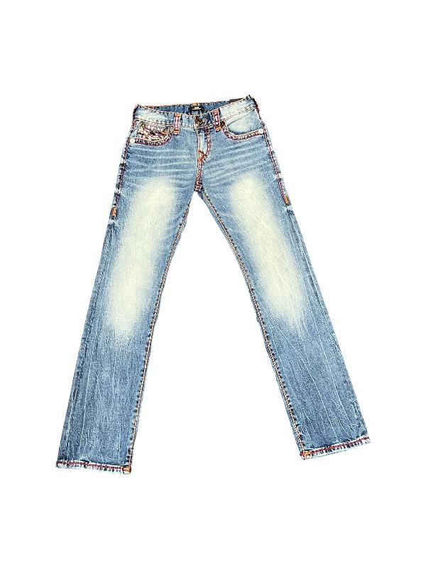 True Religion Jean Ricky Flap Worn Trophy Medium Wash