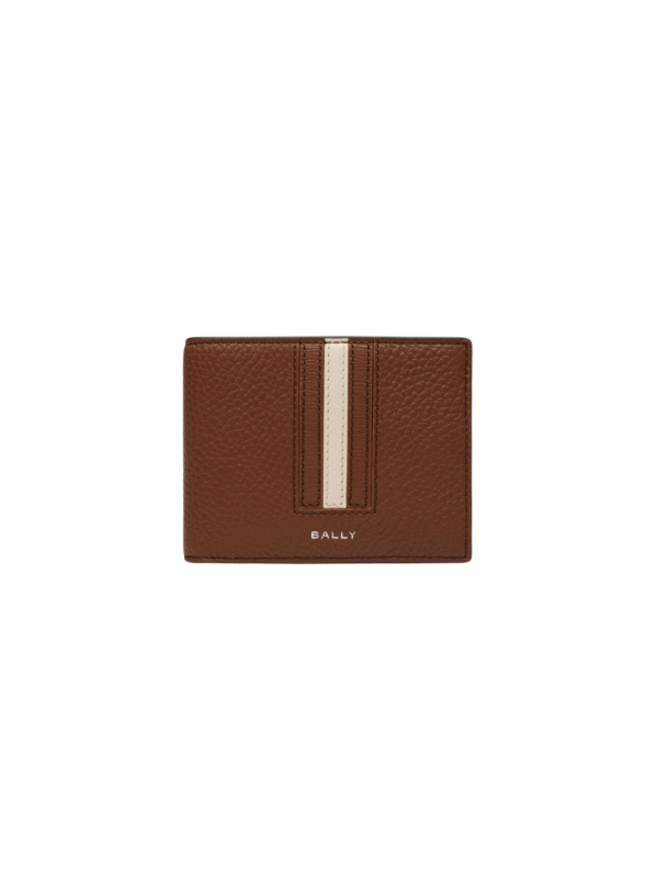 Bally Wallet Strip Logo White-Desert Brown