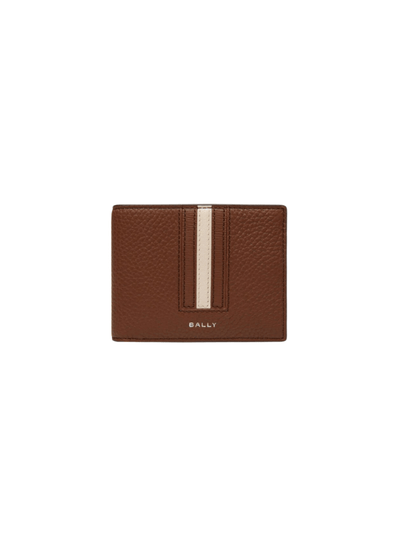 Bally Wallet Strip Logo White-Desert Brown