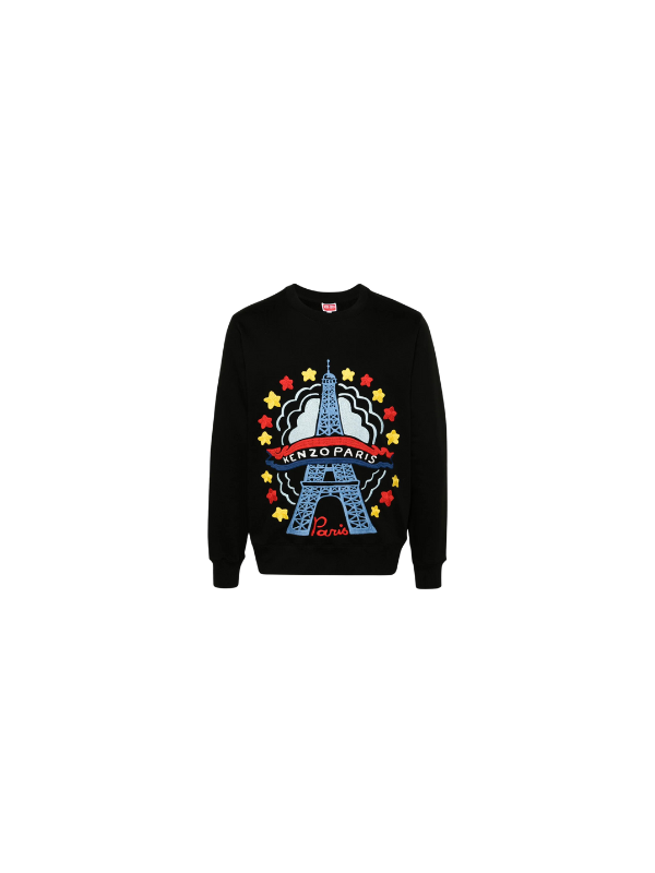 Kenzo Sweater Varsity Drawn Graphic Embroidered Black
